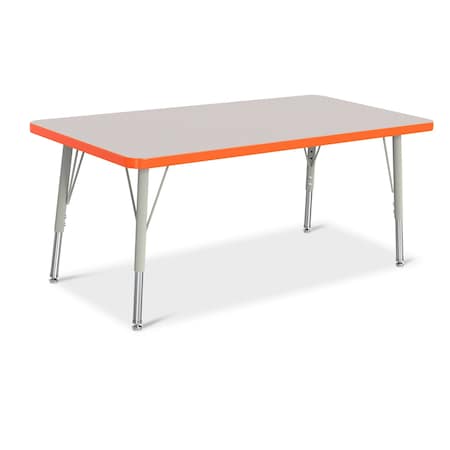 Jonti-Craft Berries Rectangle Activity Table, 24 in. x 48 in., E-height, Freckled Gray/Orange/Gray 6403JCE114